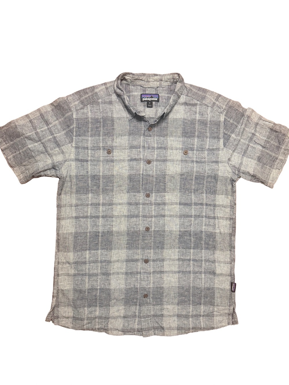 Patagonia Short-Sleeve Plaid Button-Down Shirt in Gray